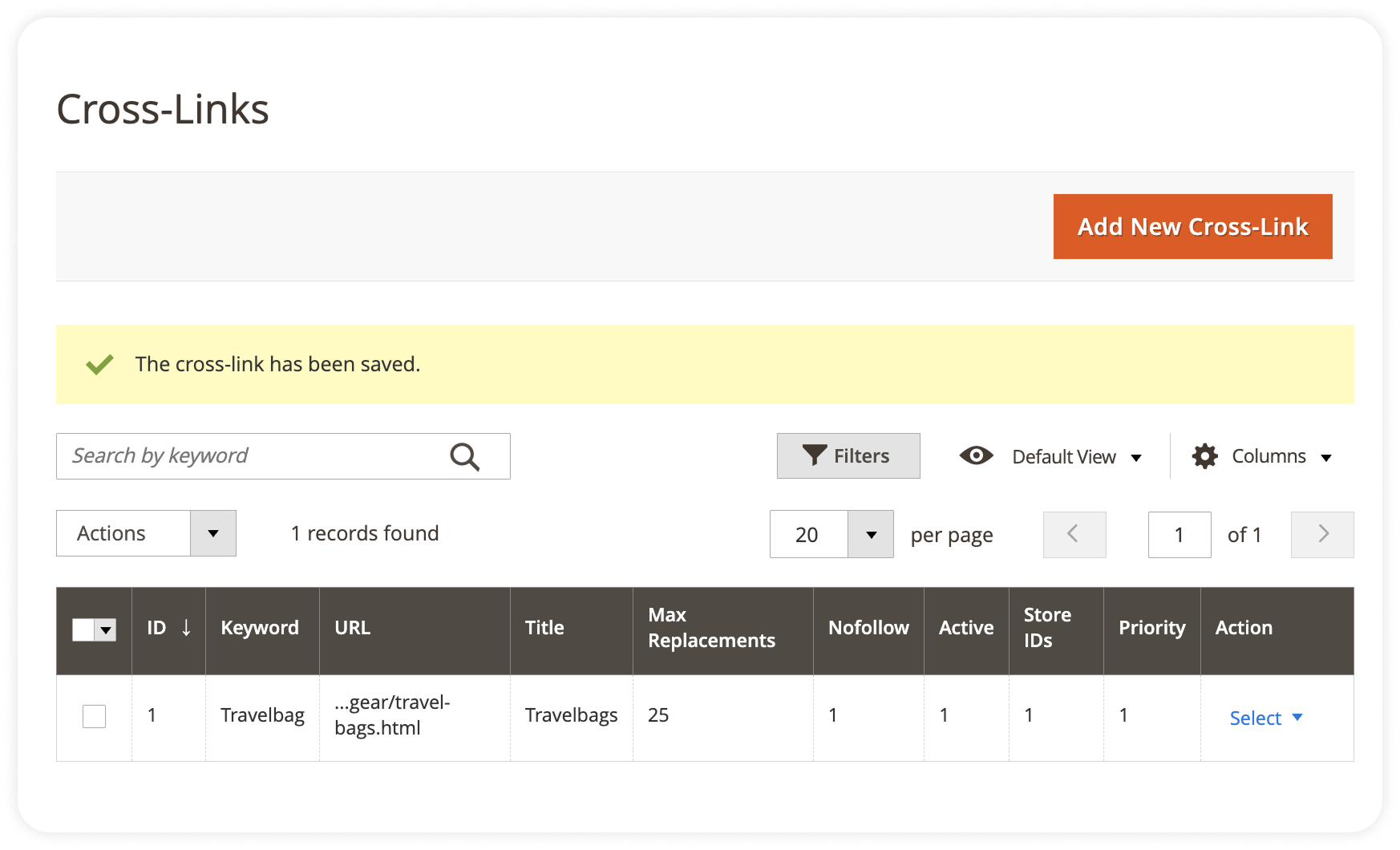 Magento 2 keyword to URL cross-link rules