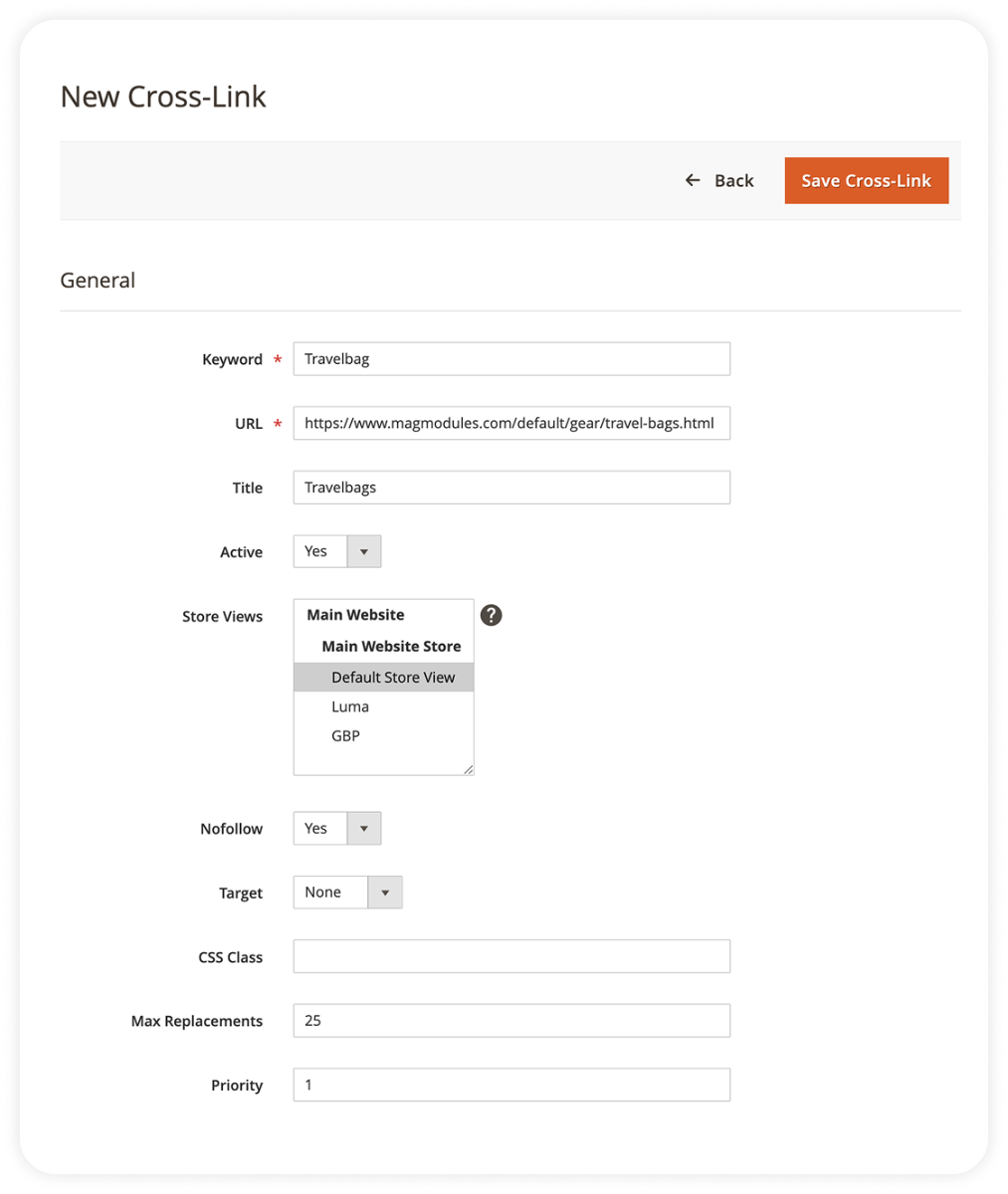 Magento 2 Cross-Links admin grid
