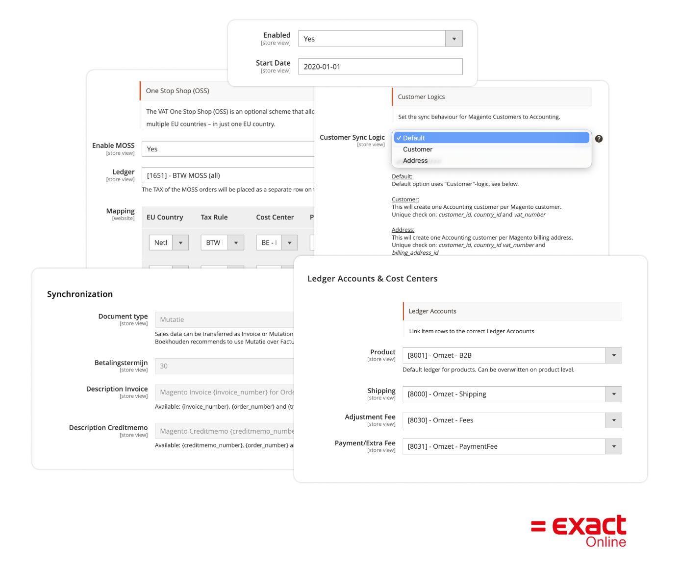 Geavanceerde instellingen voor Magento Exact Online