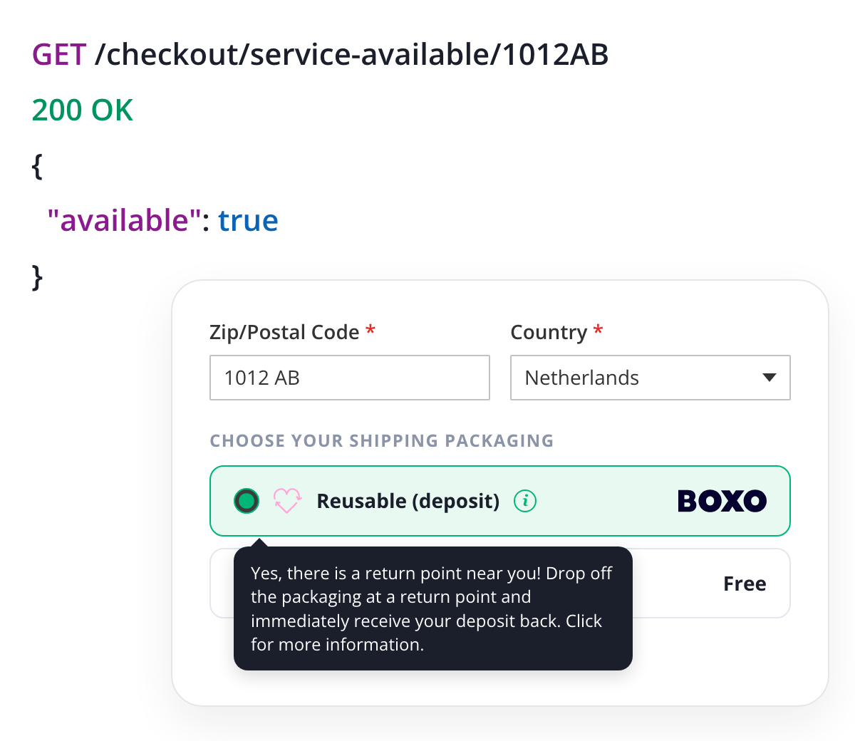 Magento 2 BOXO real-time postal code availability check